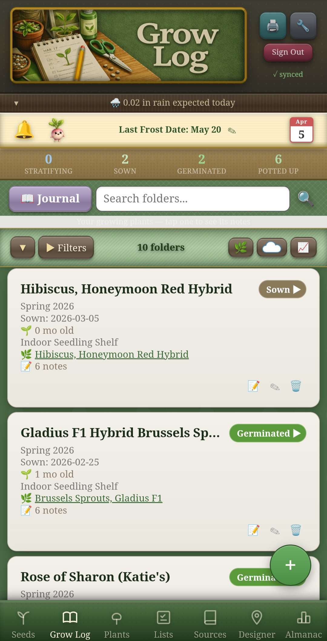 Grow Log folders