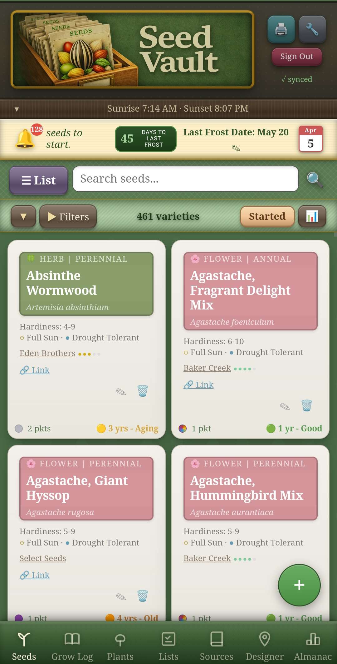 Seed Vault grid view